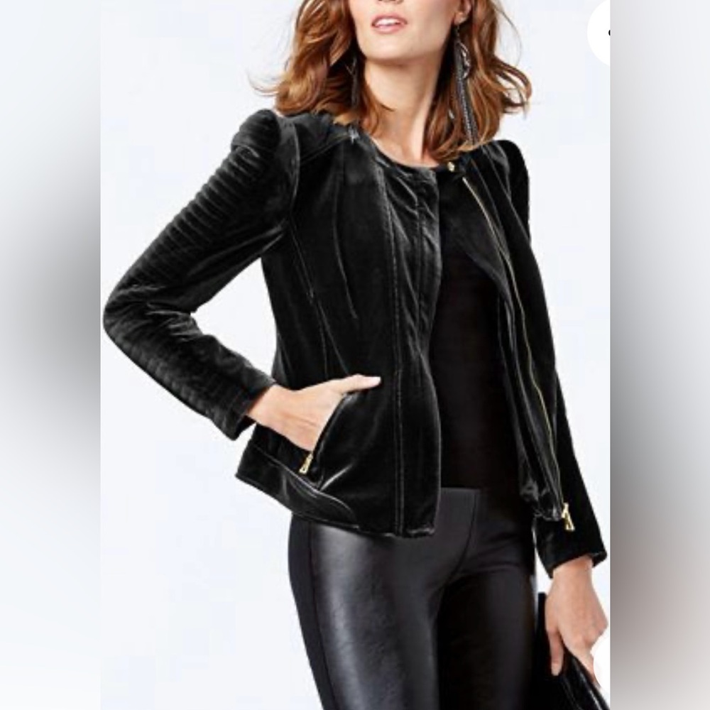 NWT INC International Concepts Black Velvet Jacket Medium M